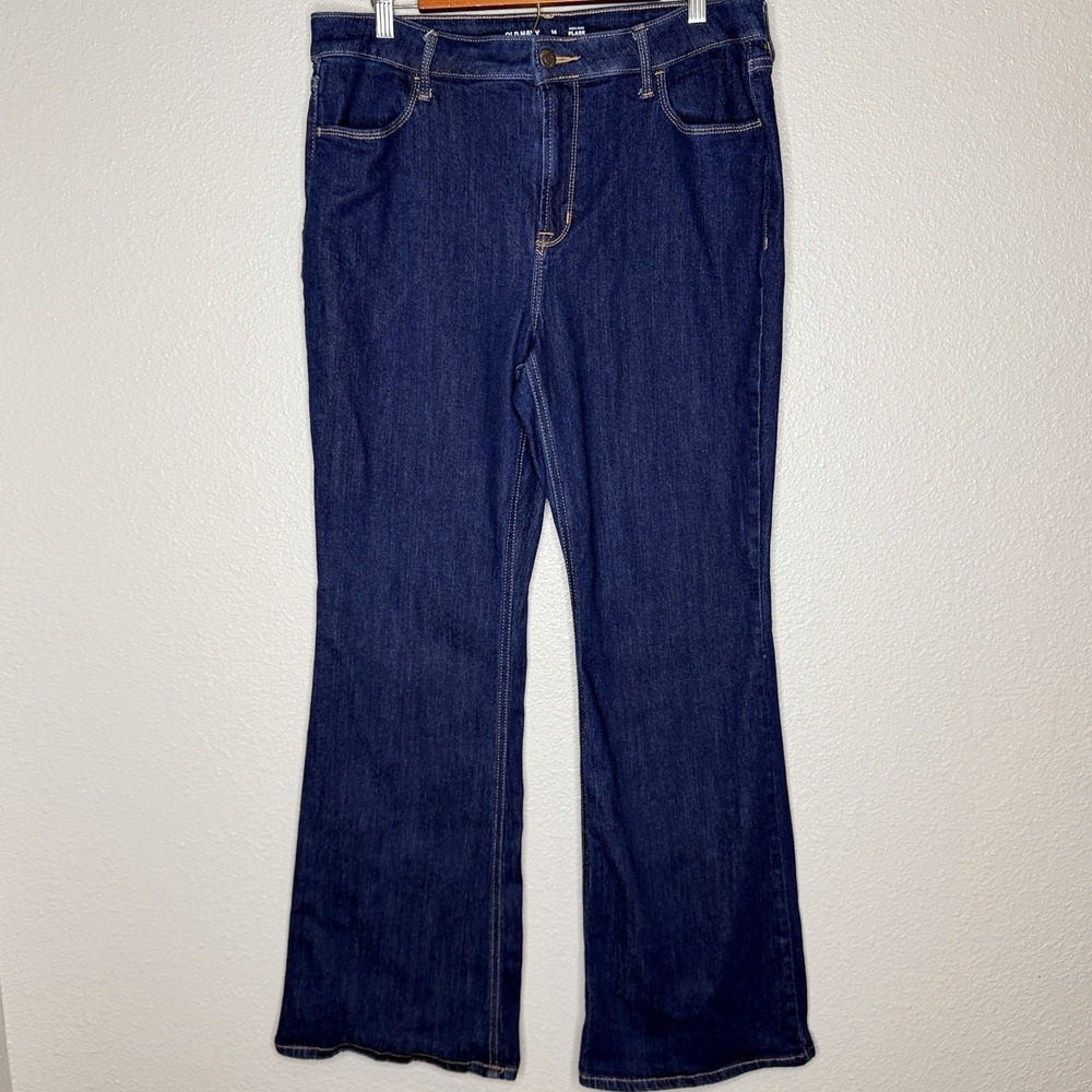 Old Navy High Rise Flare Jeans Womens 14‎ Dark Wash Stretch Y2K Retro Bootcut